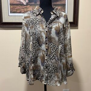 Joanna Multi- Animal Print Button Down Blouse